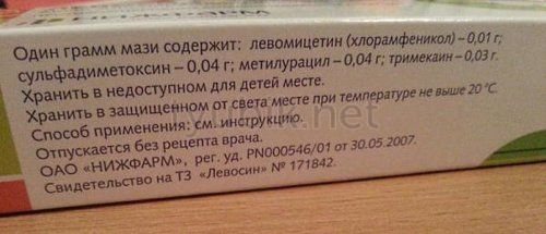 Состав мази левосин