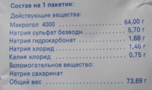 Состав одного пакетика